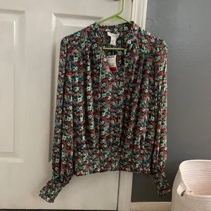 Rachel Zoe Flowered Long-Sleeve Blouse